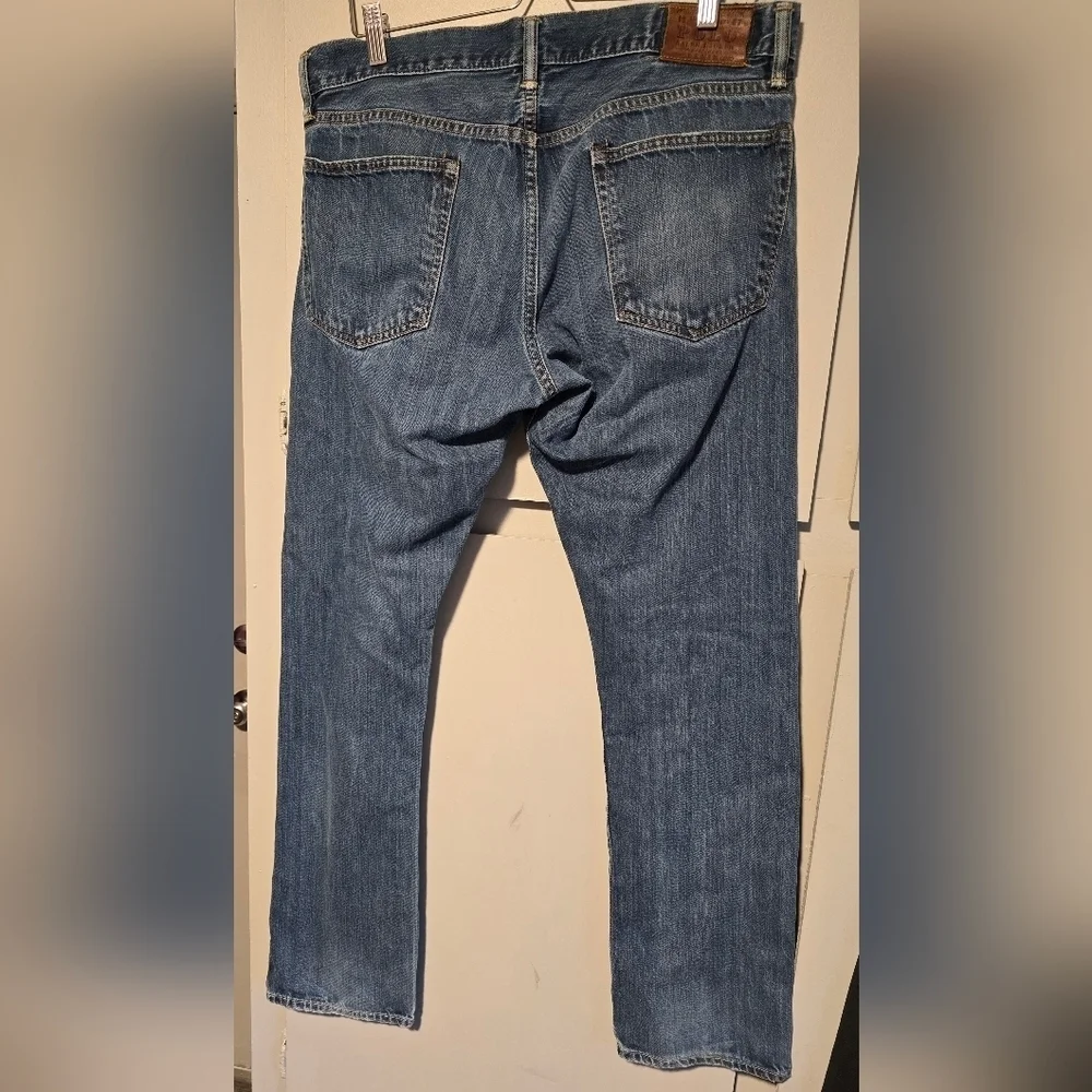 Polo Ralph Lauren Vintage Striaght Leg Denim Distressed Blue Jeans 35x32 35 X 32